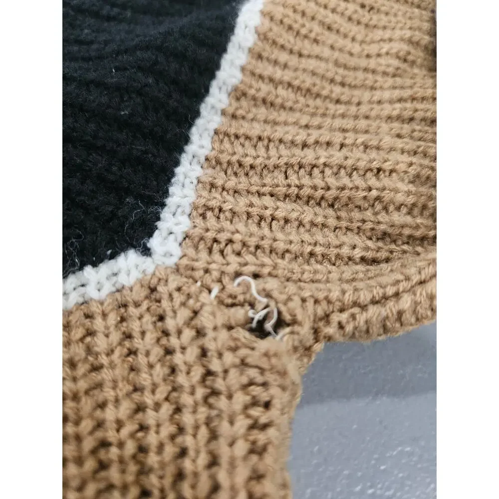 Vintage Highland Sweater Mens XL USA Striped Colorblock 90s Acrylic - Picture 3 of 6